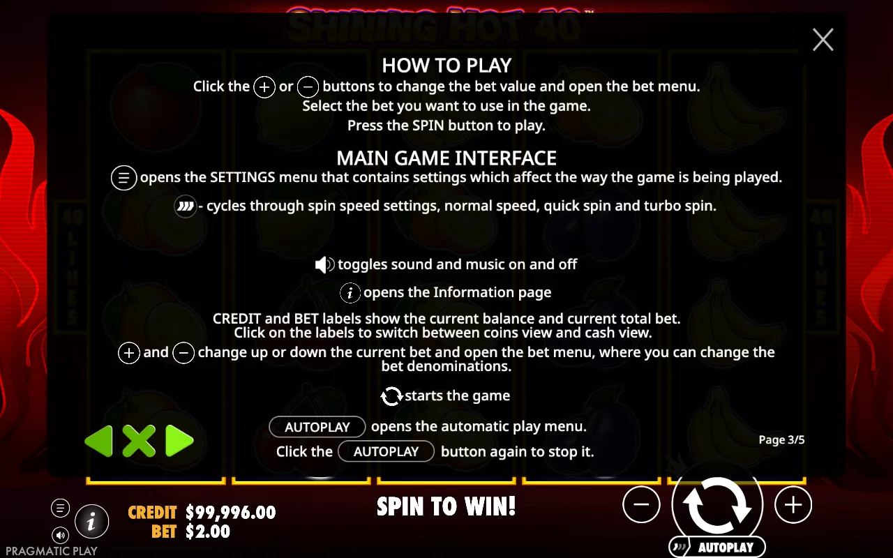 How to play — Shining Hot 40