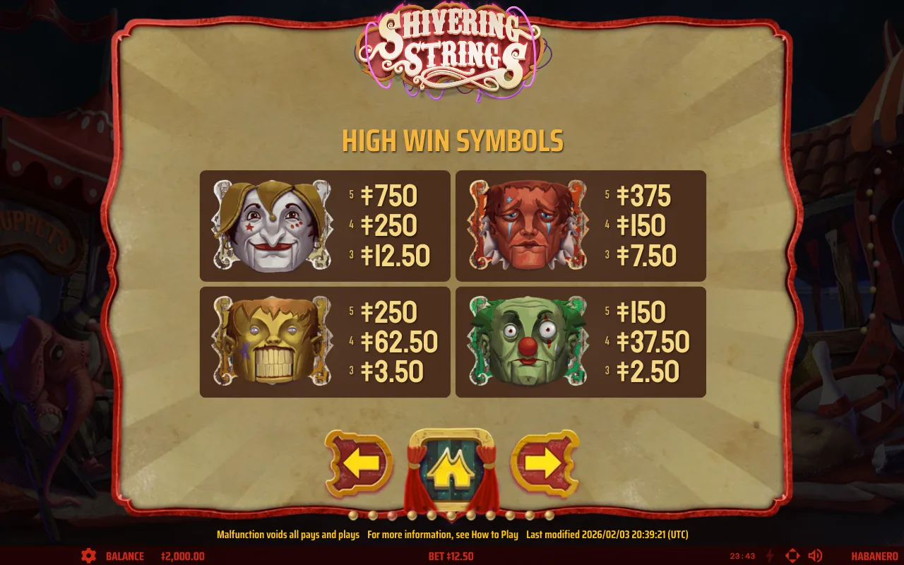 High win symbols — Shivering Strings