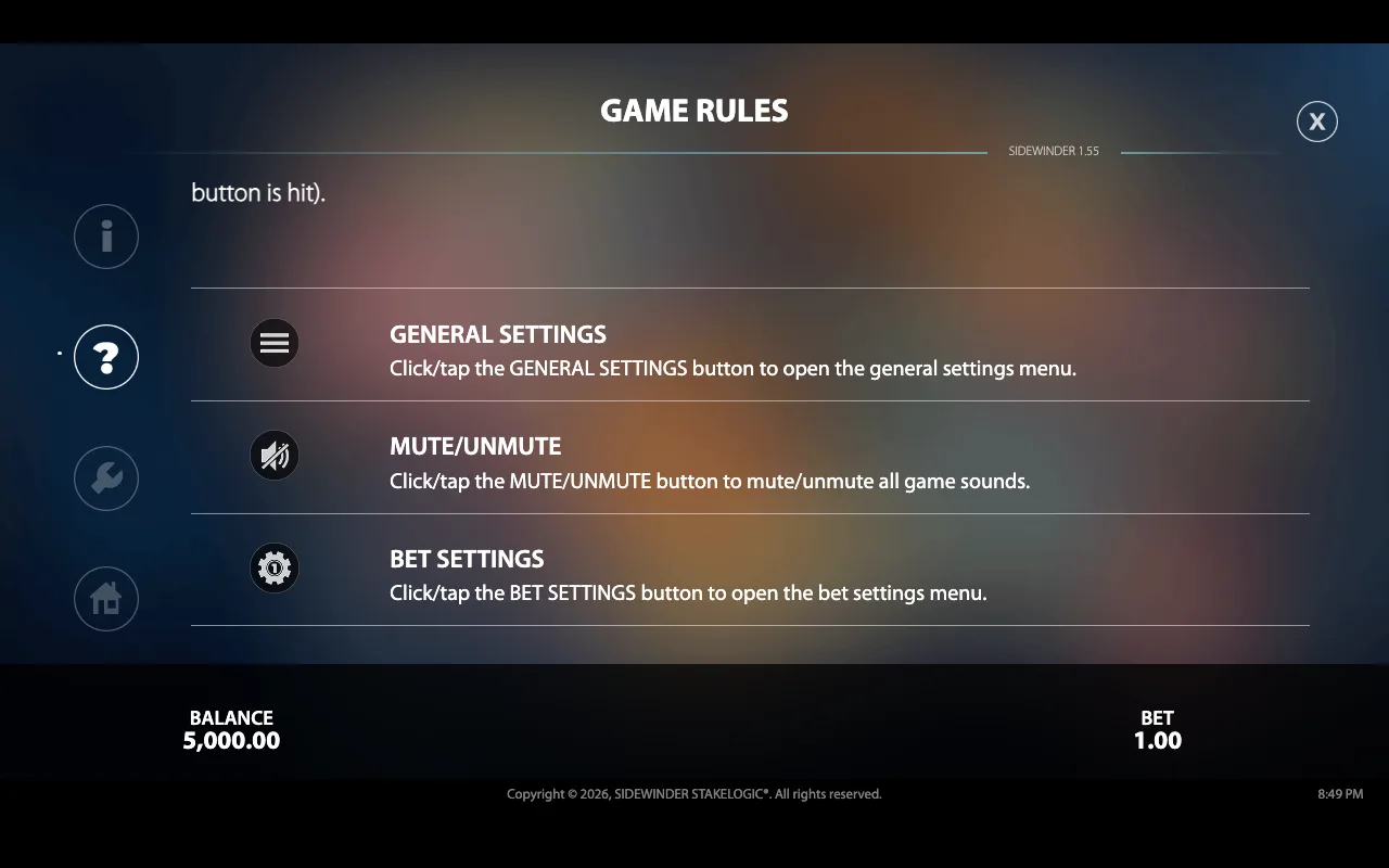 Game rules — Sidewinder Quattro