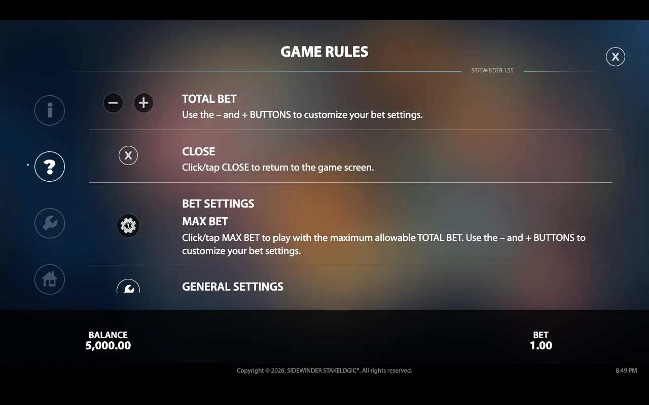 Game rules — Sidewinder Quattro