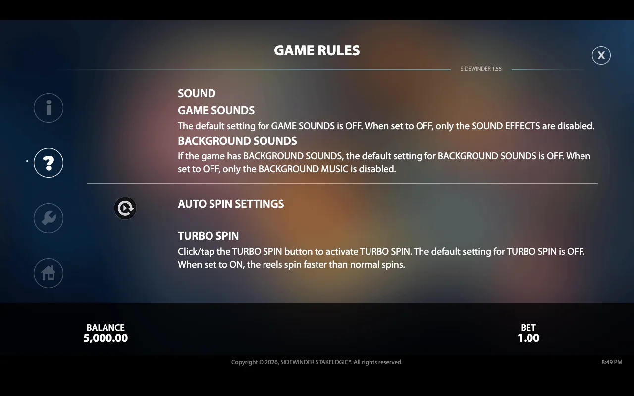 Game rules — Sidewinder Quattro