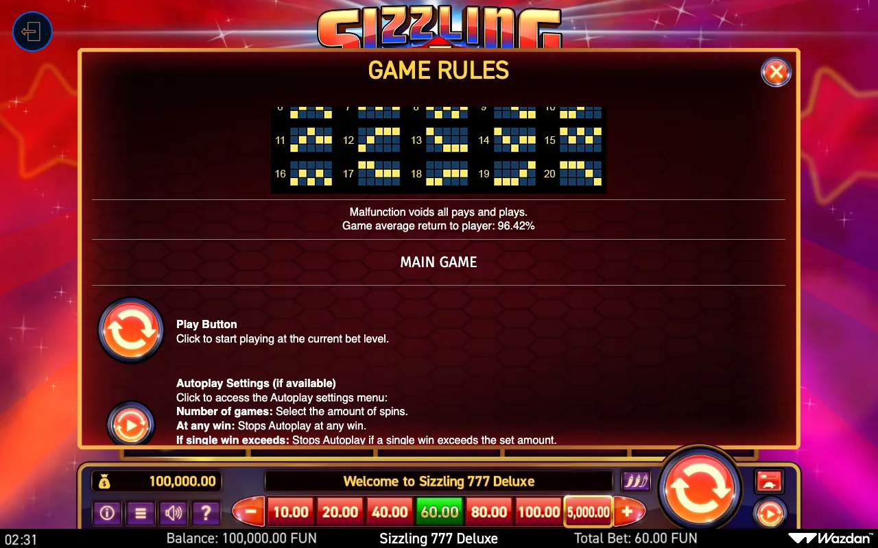 Game rules, page 4 — Sizzling 777 Deluxe