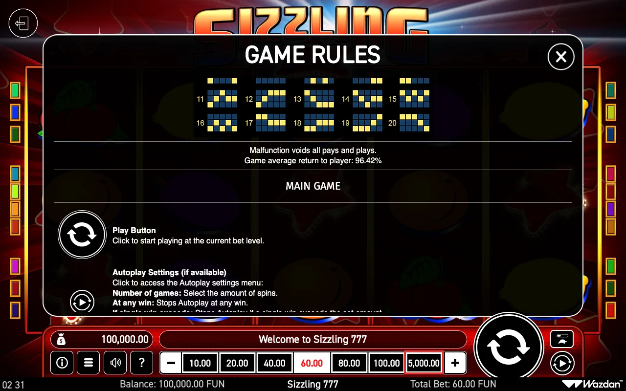 Game rules, page 4 — Sizzling 777