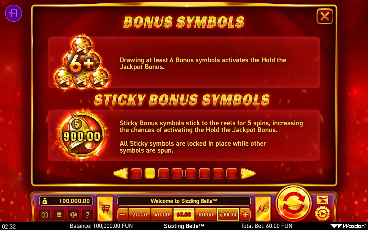 Sticky bonus symbols — Sizzling Bells