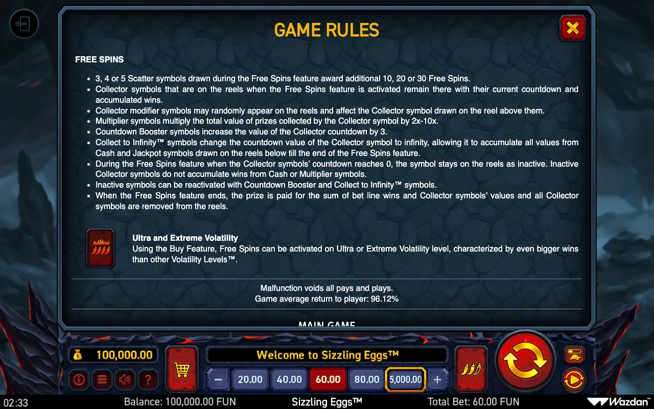 Free spins — Sizzling Eggs