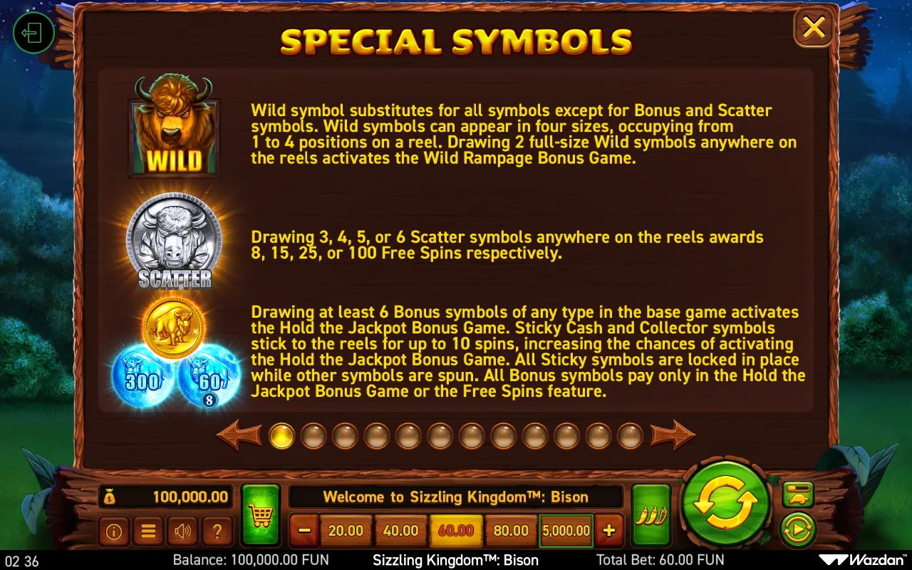 Game rules, page 1 — Sizzling Kingdom Bison