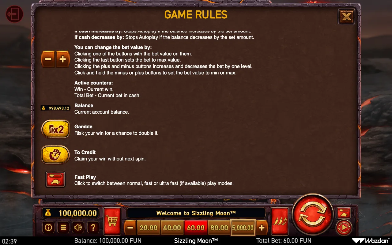 Game rules, page 12 — Sizzling Moon