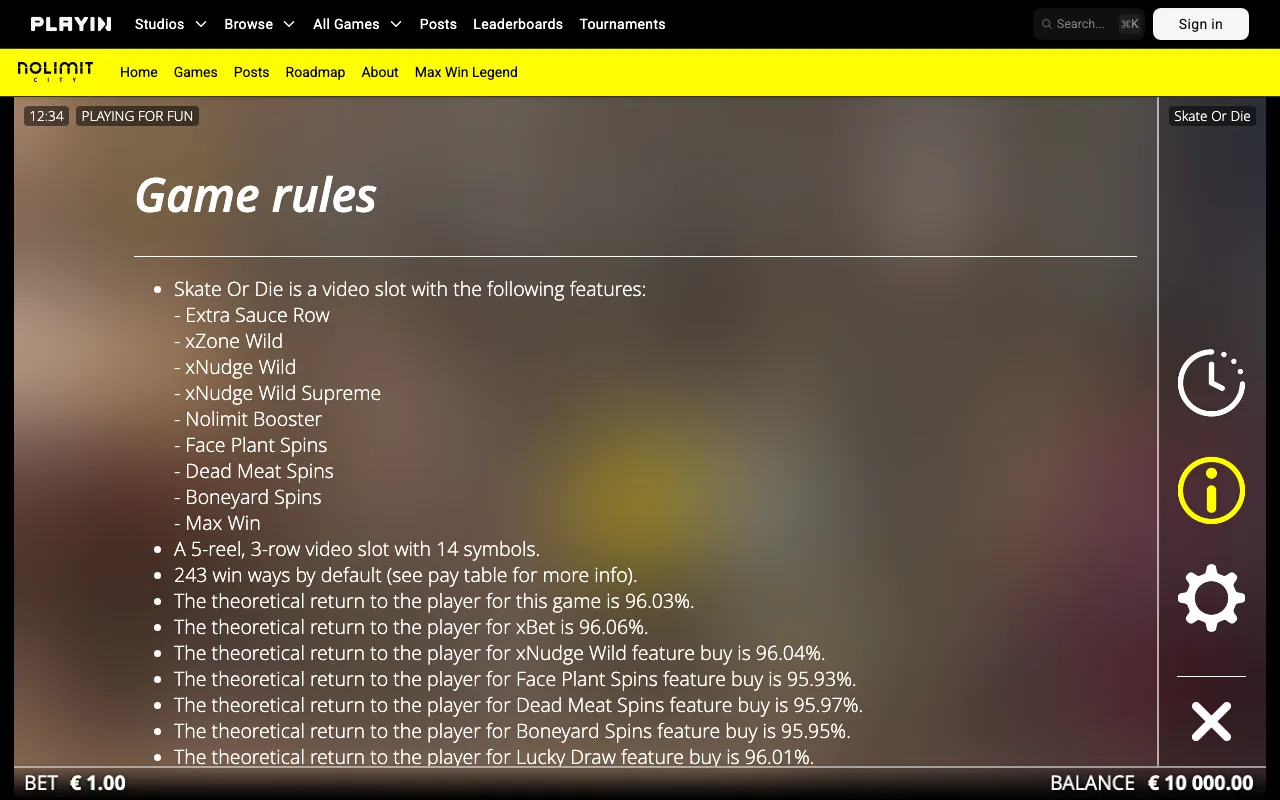 Game rules, page 1 — Skate or Die