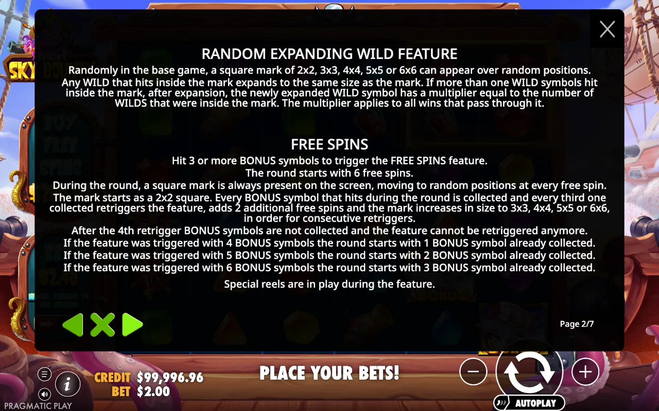 Random expanding wild feature — Sky Bounty