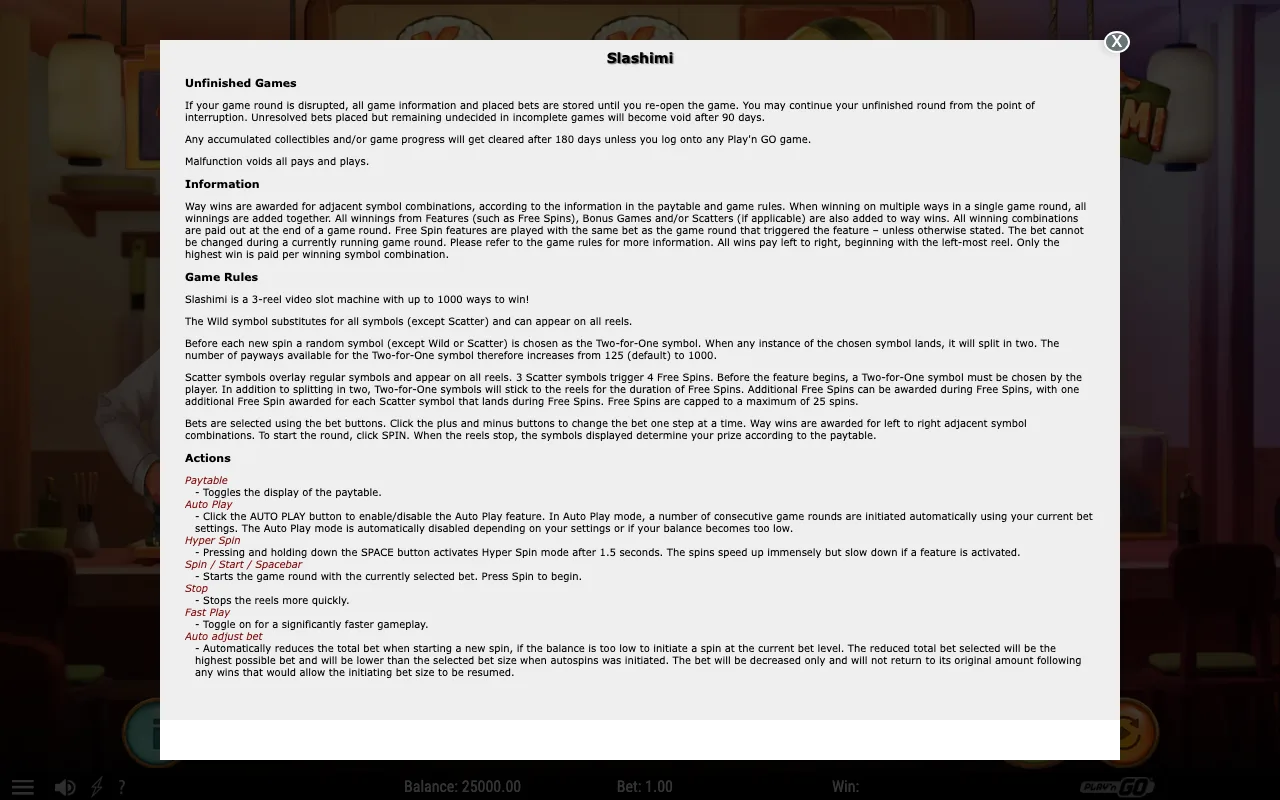 Game rules, page 1 — Slashimi
