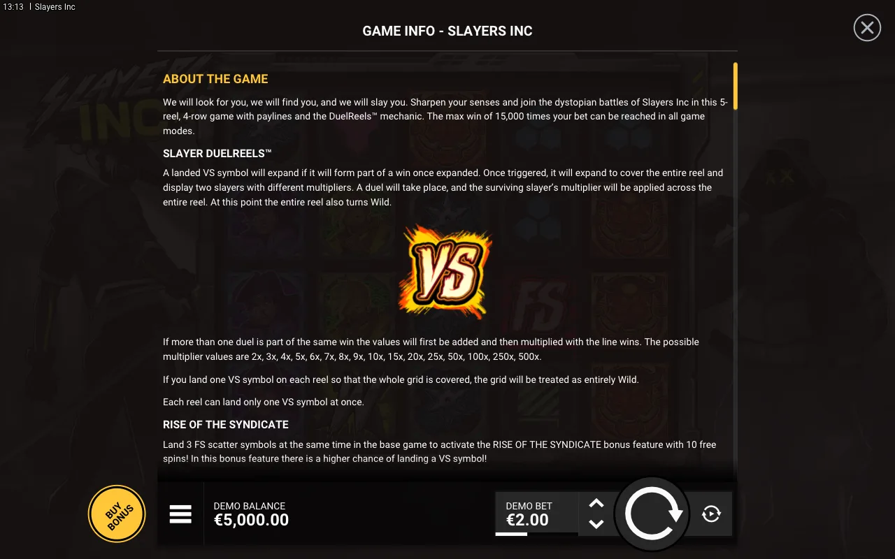 Game rules, page 1 — Slayers Inc
