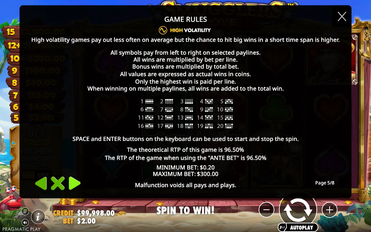Game rules — Smugglers Cove