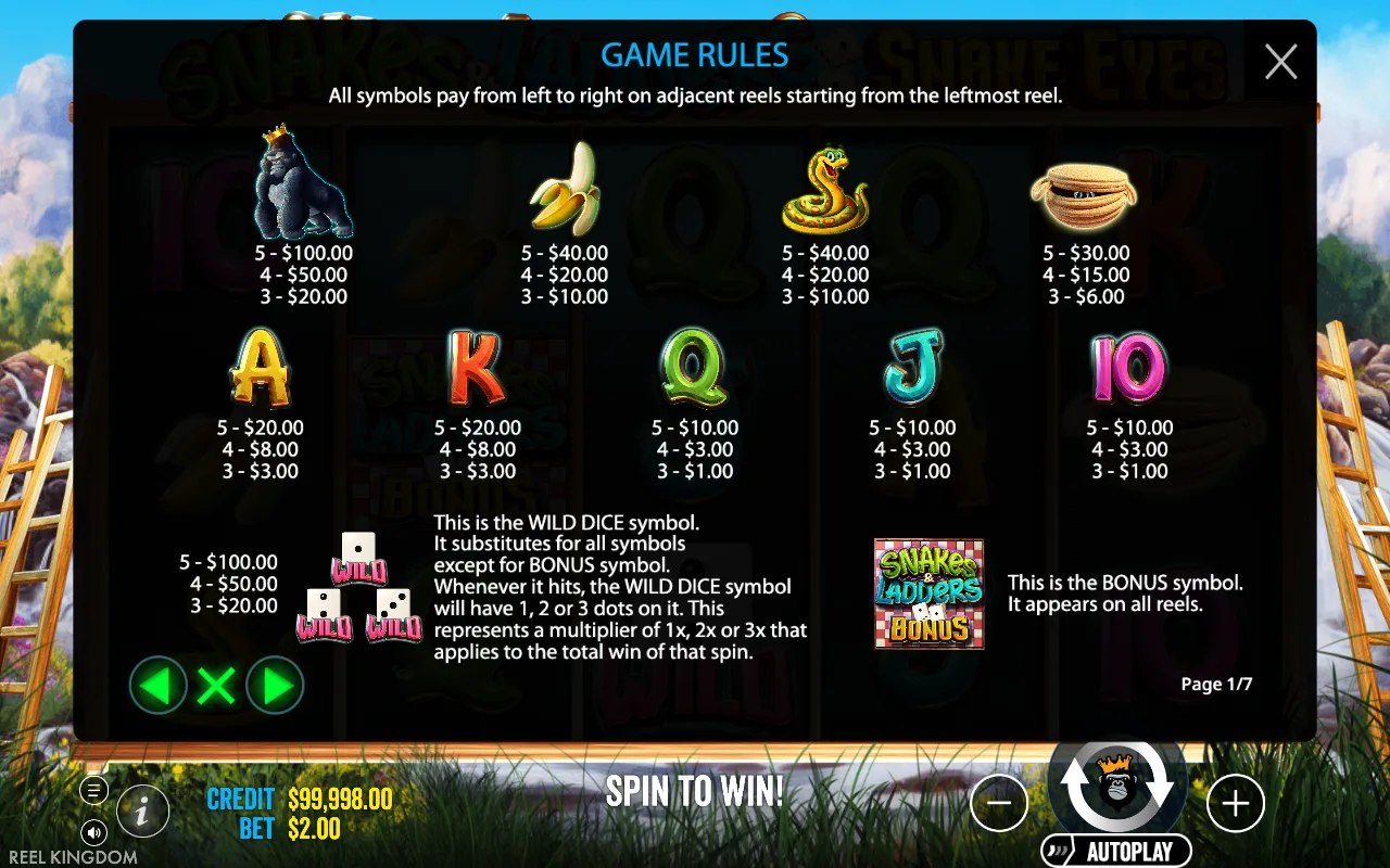 Game rules, page 1 — Snakes & Ladders Snake Eyes
