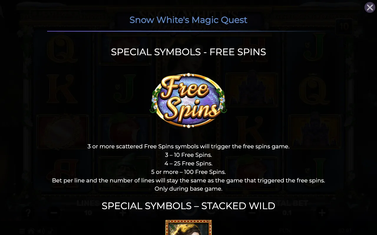 Special symbols - free spins — Snow Whites Magic Quest