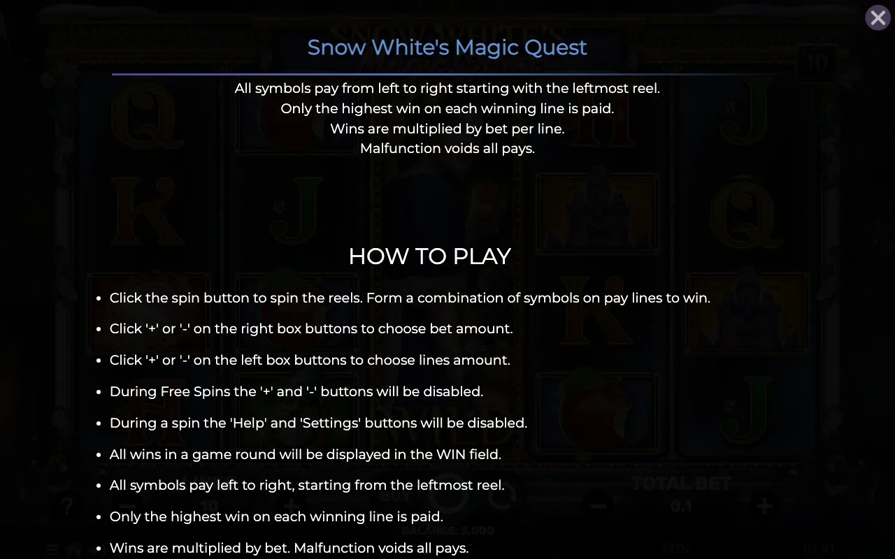 Game rules, page 5 — Snow Whites Magic Quest