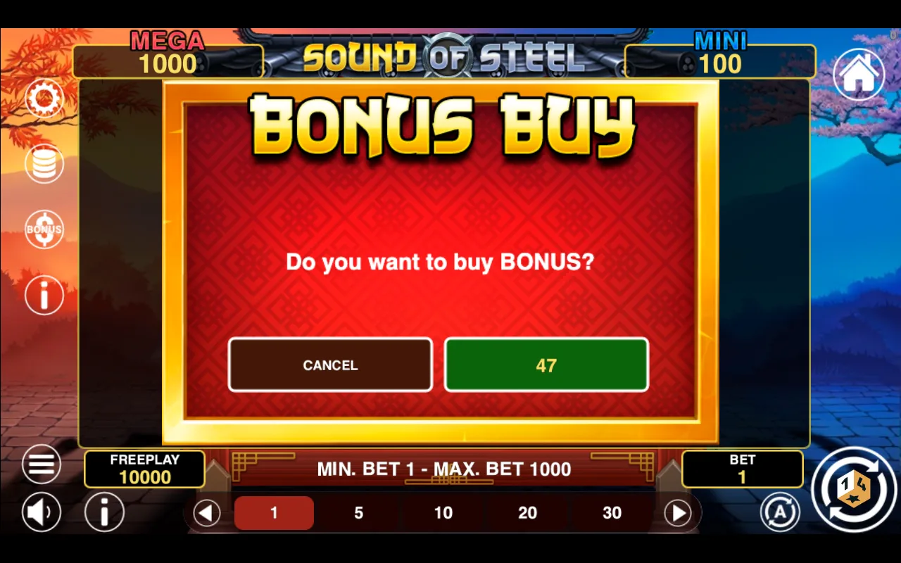 Buying the feature — Sound of Steel Hold And Win