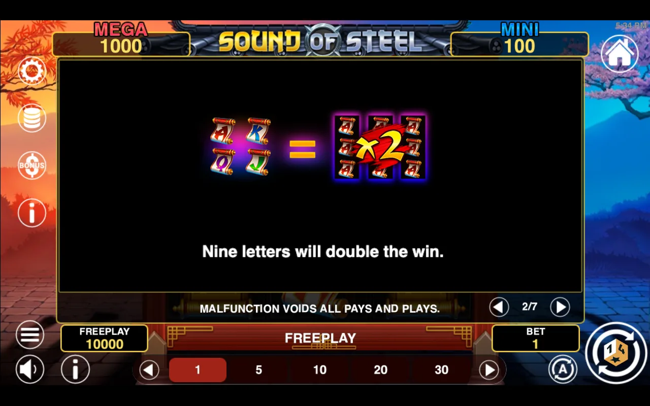 Game rules, page 2 — Sound of Steel Hold And Win