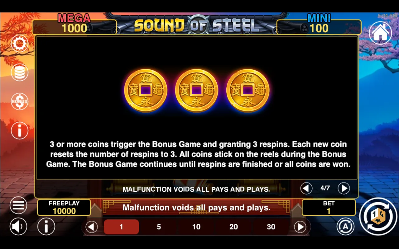 Game rules, page 4 — Sound of Steel Hold And Win