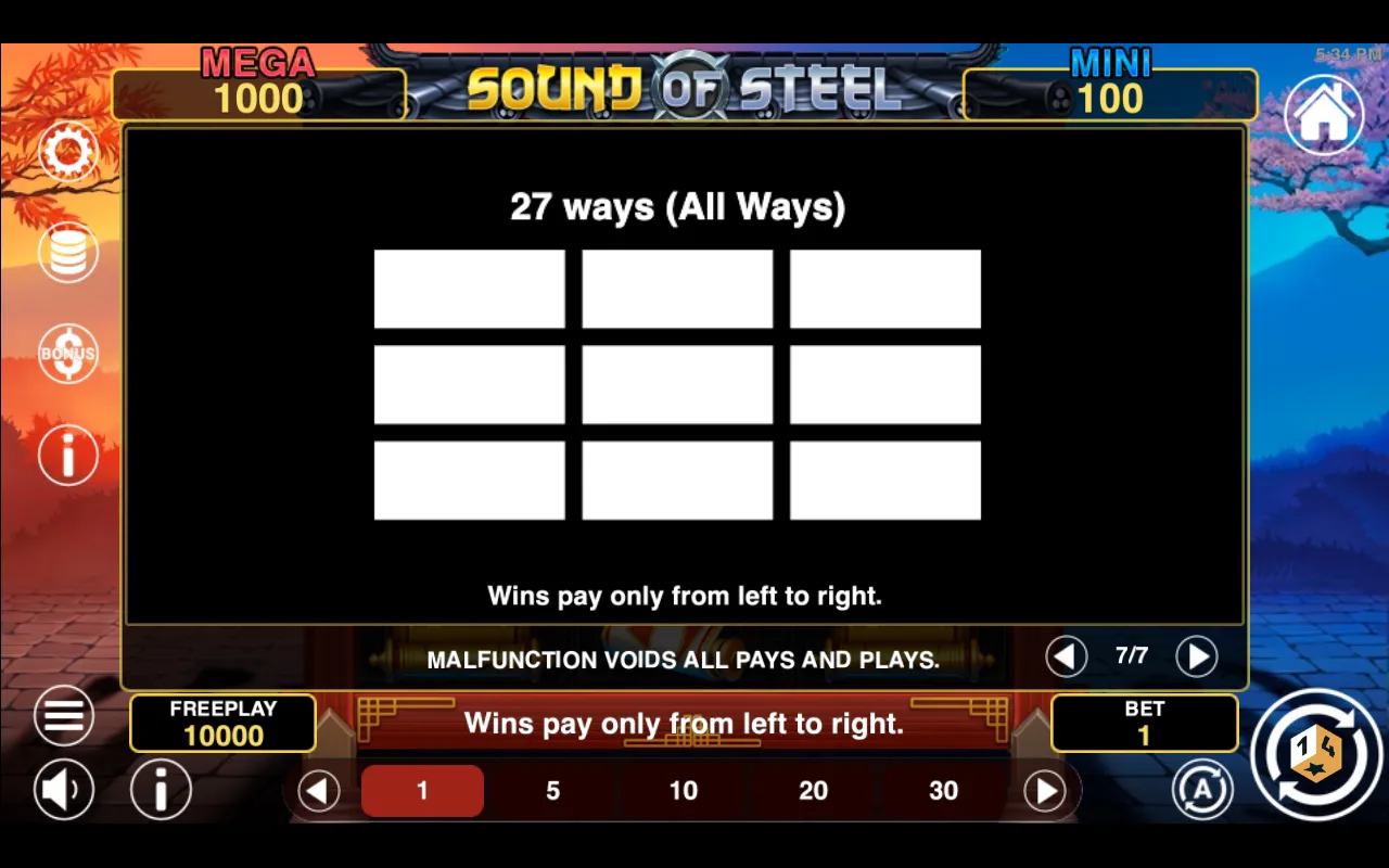 Game rules, page 7 — Sound of Steel Hold And Win