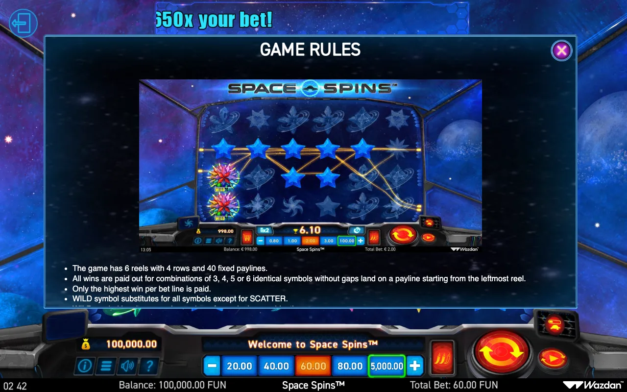 Game rules, page 1 — Space Spins