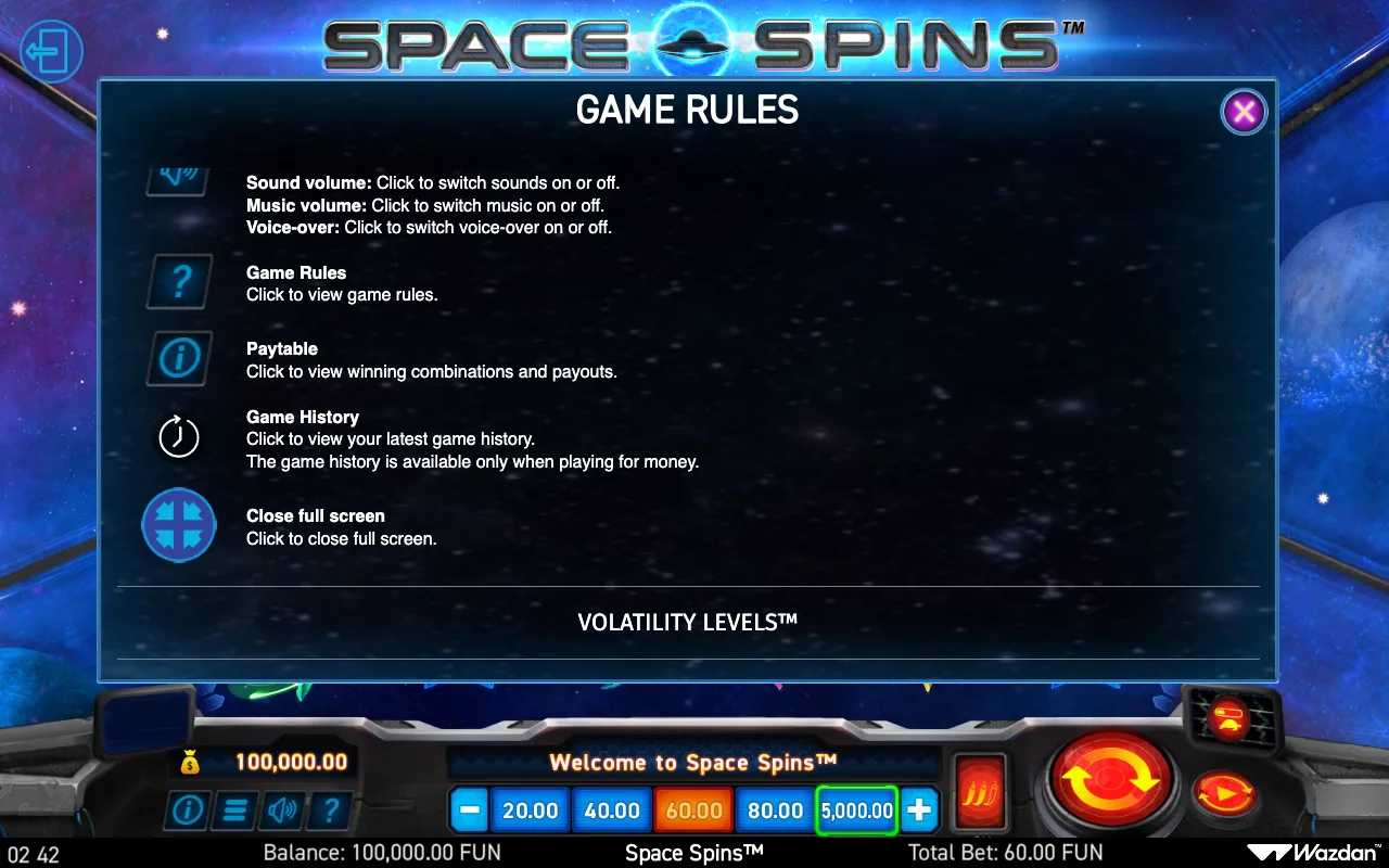 Game rules, page 5 — Space Spins