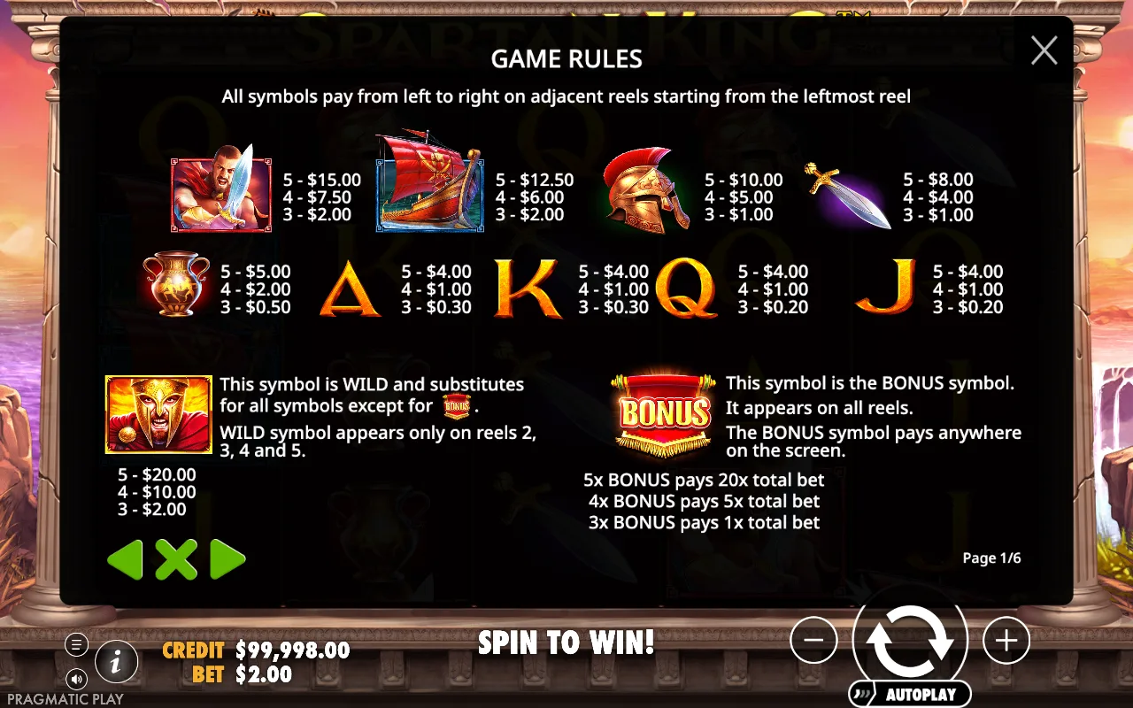 Game rules, page 1 — Spartan King