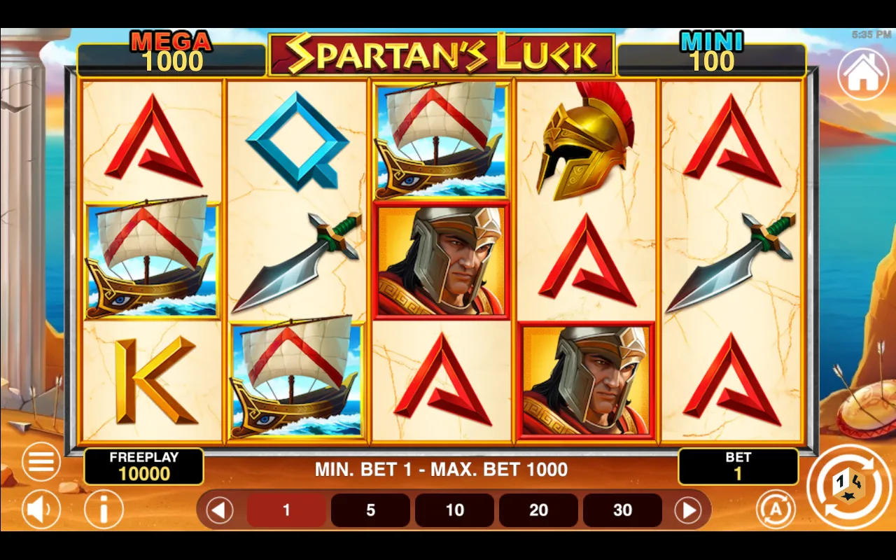 The base game — Spartans Luck Hold And Win
