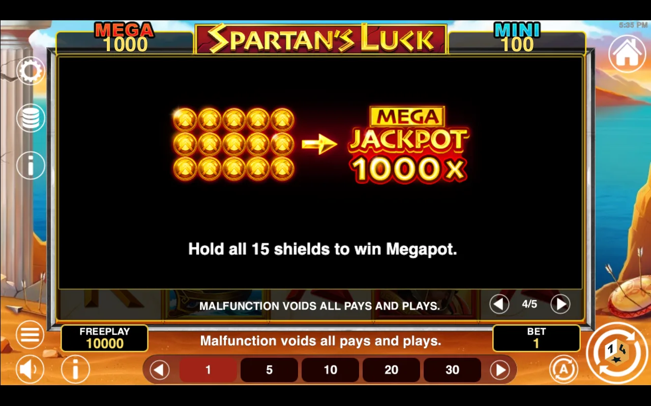 Game rules, page 4 — Spartans Luck Hold And Win