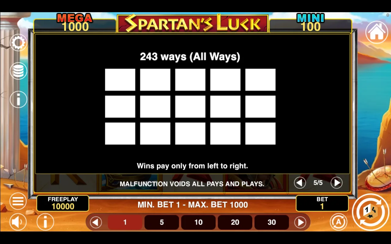 Game rules, page 5 — Spartans Luck Hold And Win