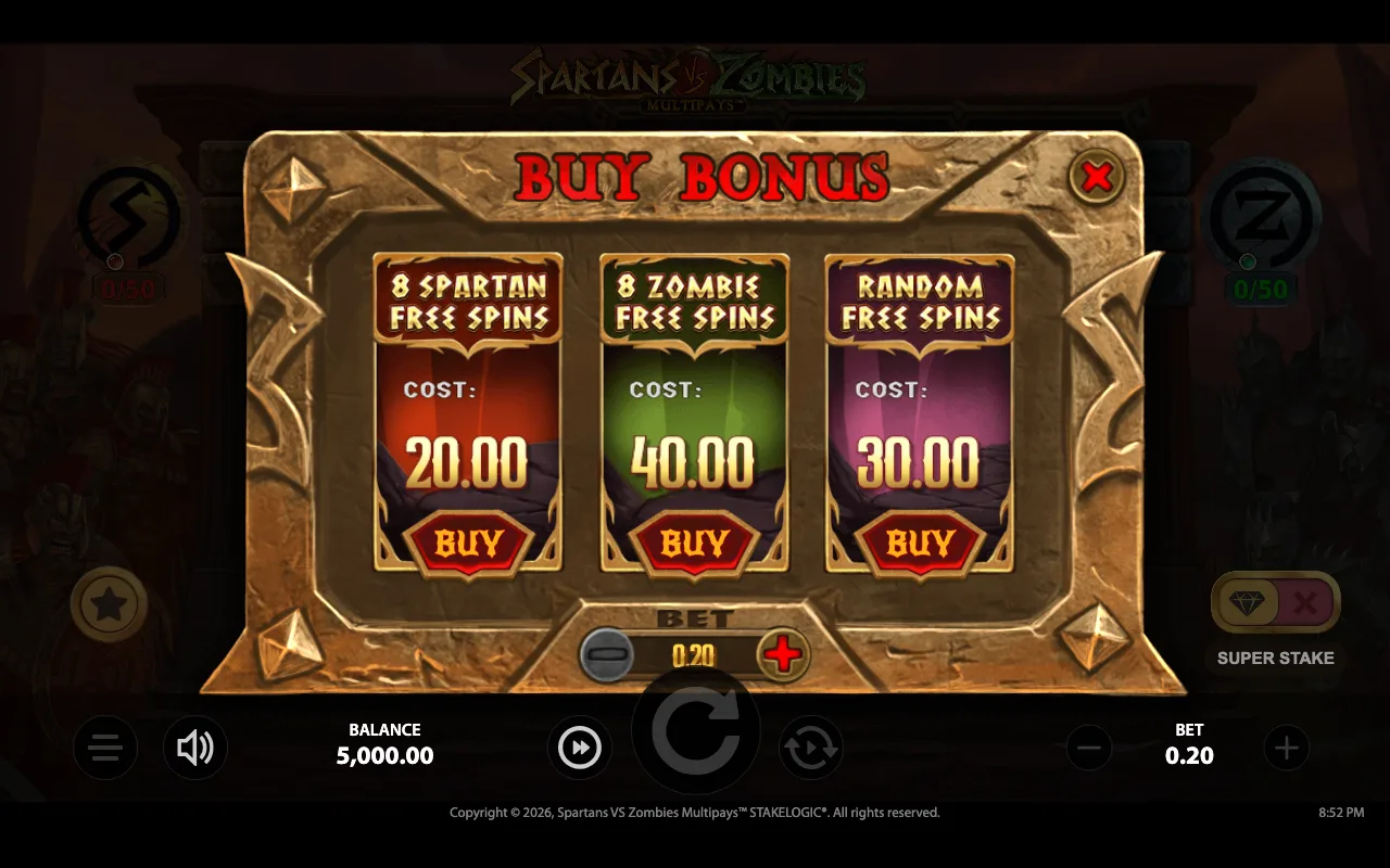 Buying the feature — Spartans vs Zombies Multipays