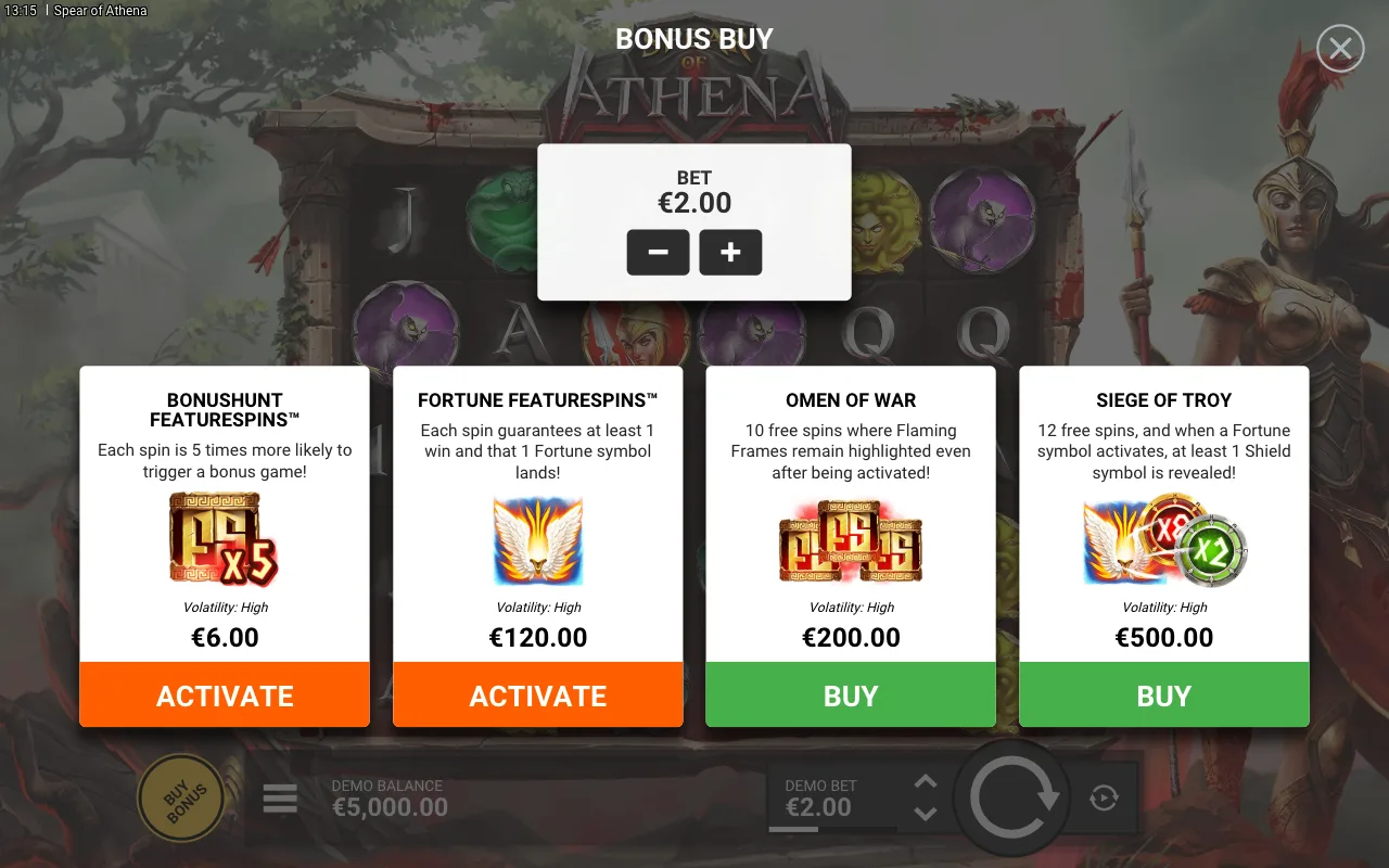 Buying the feature — Spear of Athena