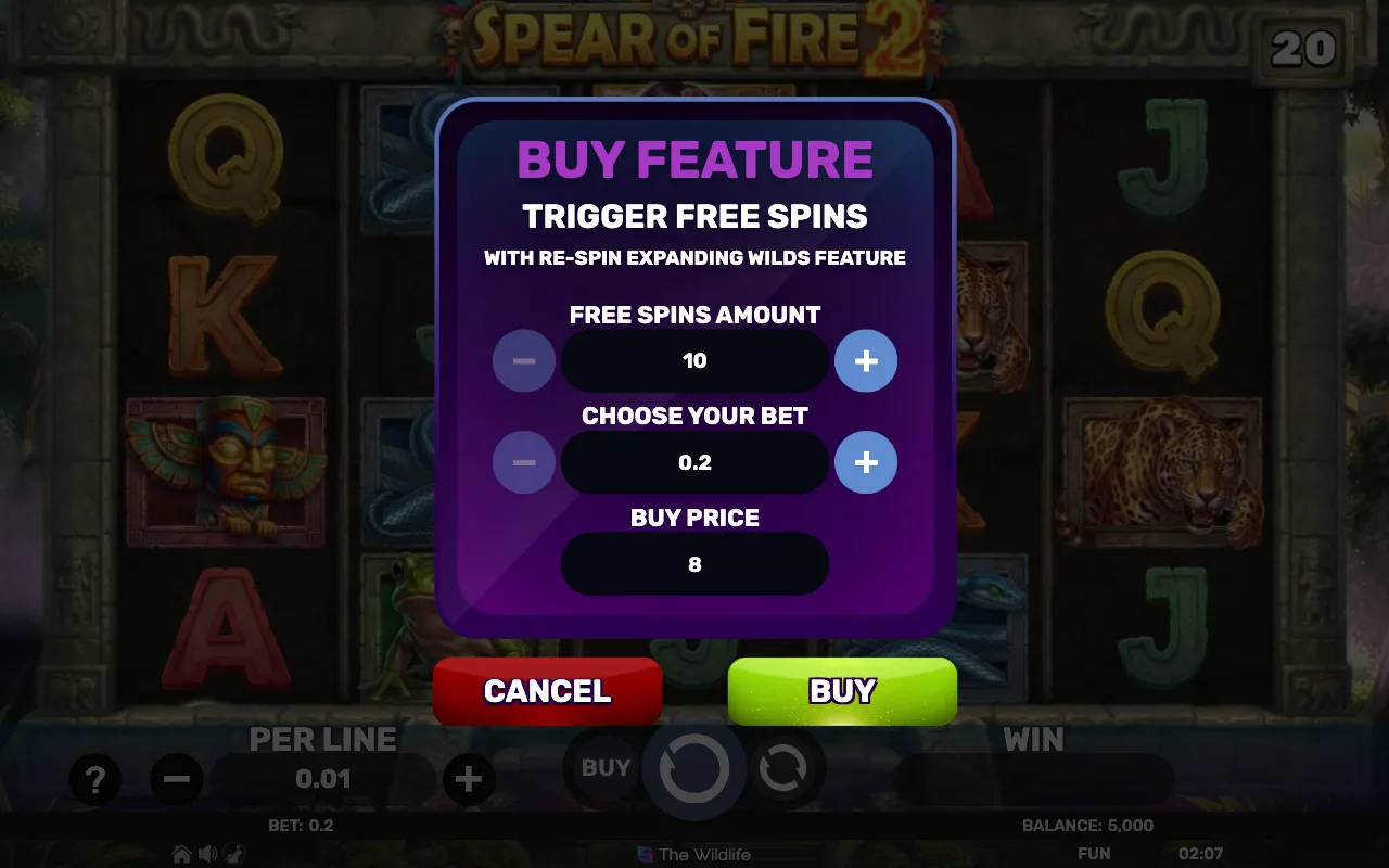 Buying the feature — Spear of Fire 2