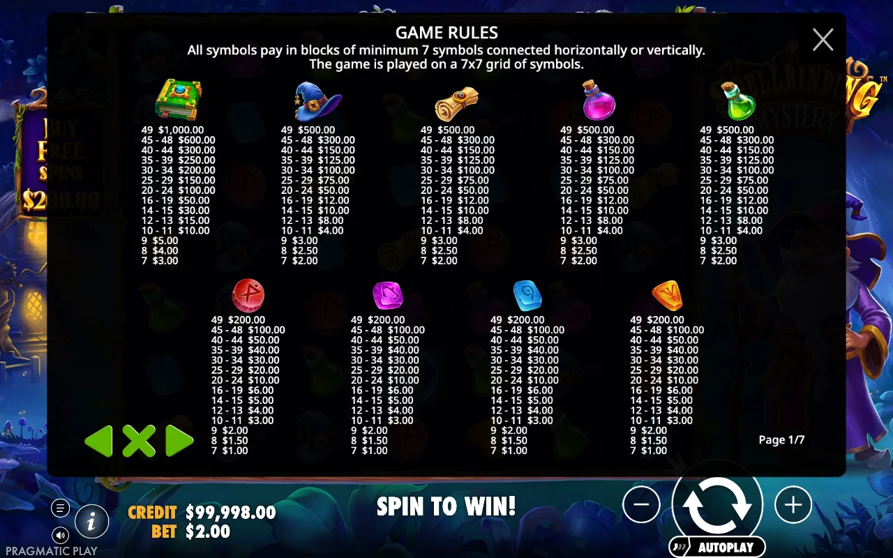 Game rules, page 1 — Spellbinding Mystery