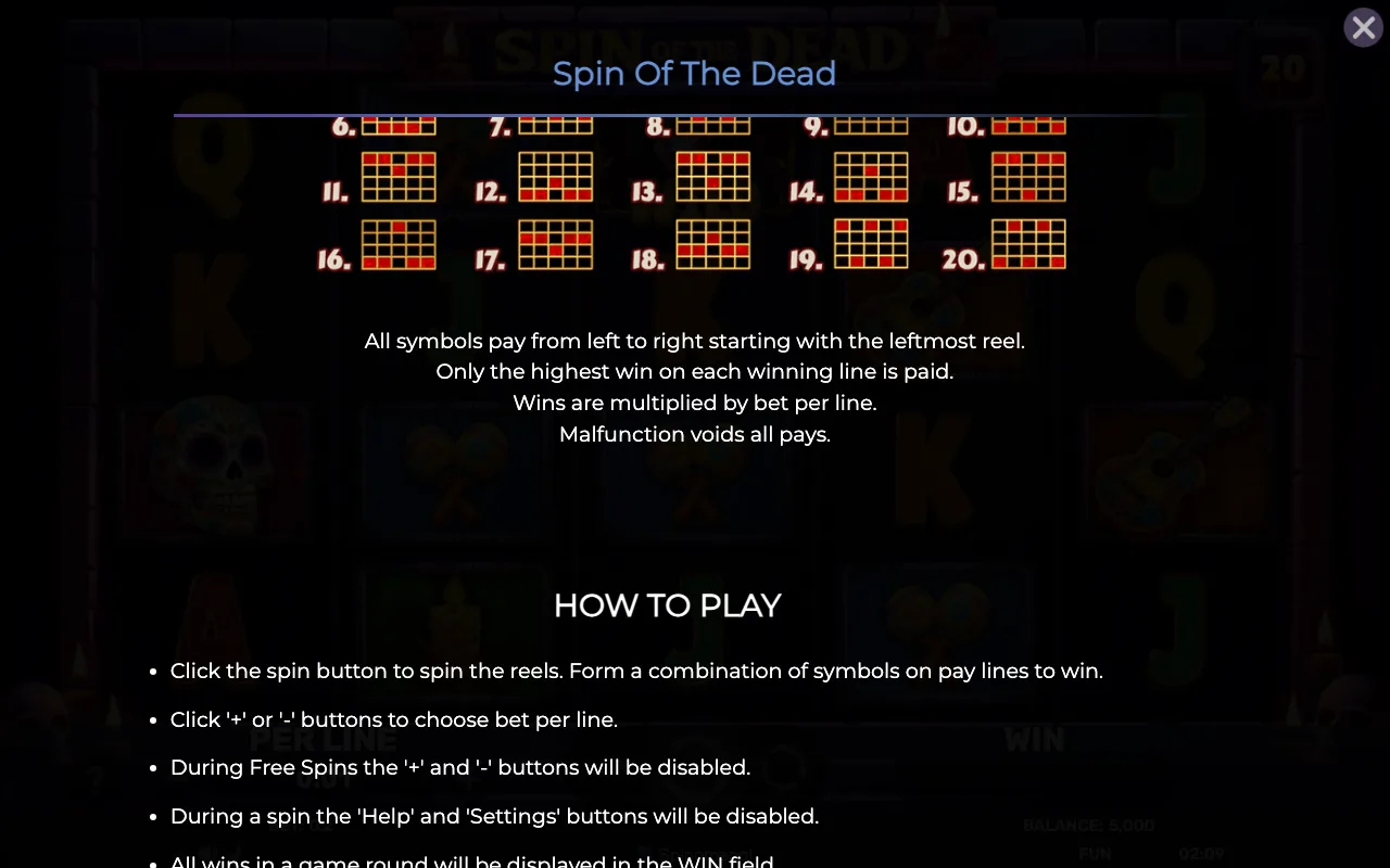 Game rules, page 6 — Spin of The Dead