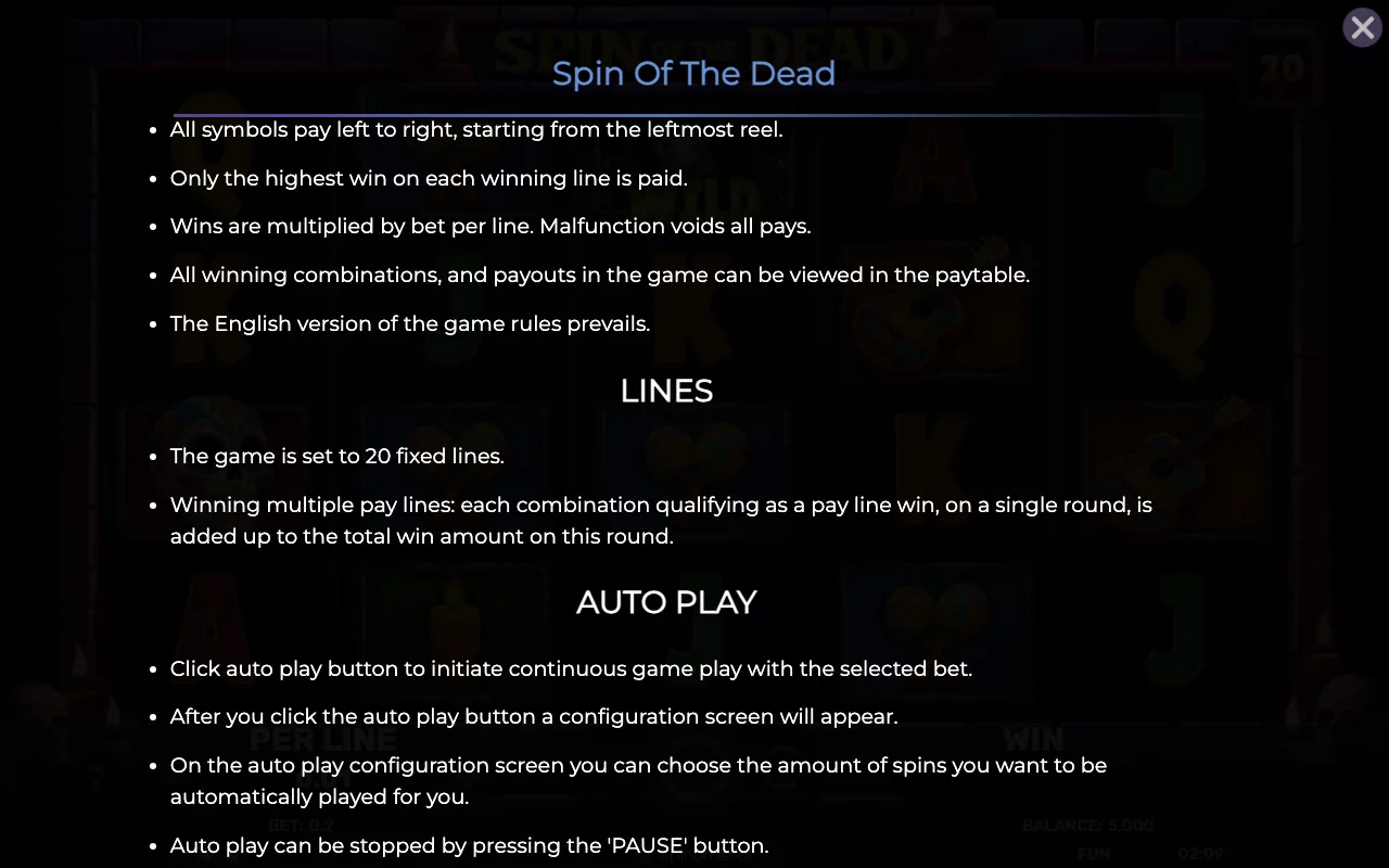 Game rules, page 7 — Spin of The Dead