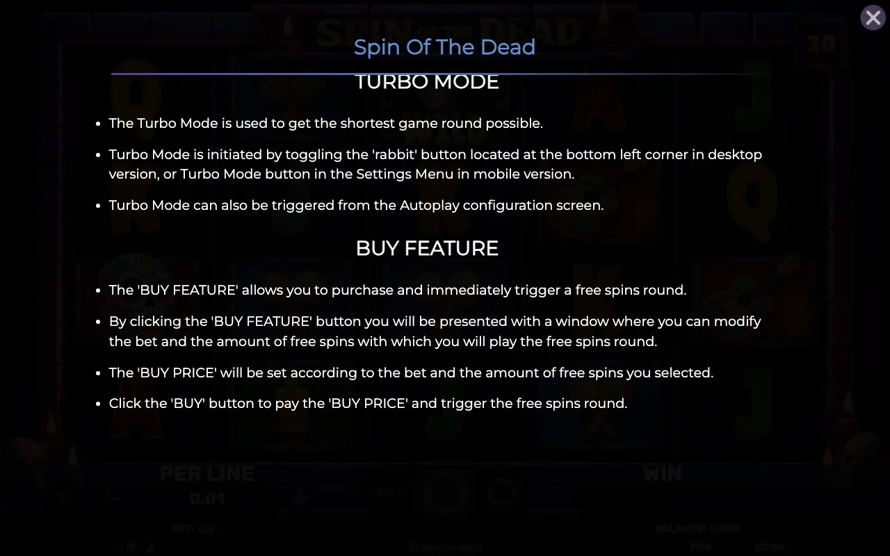 Buy feature — Spin of The Dead