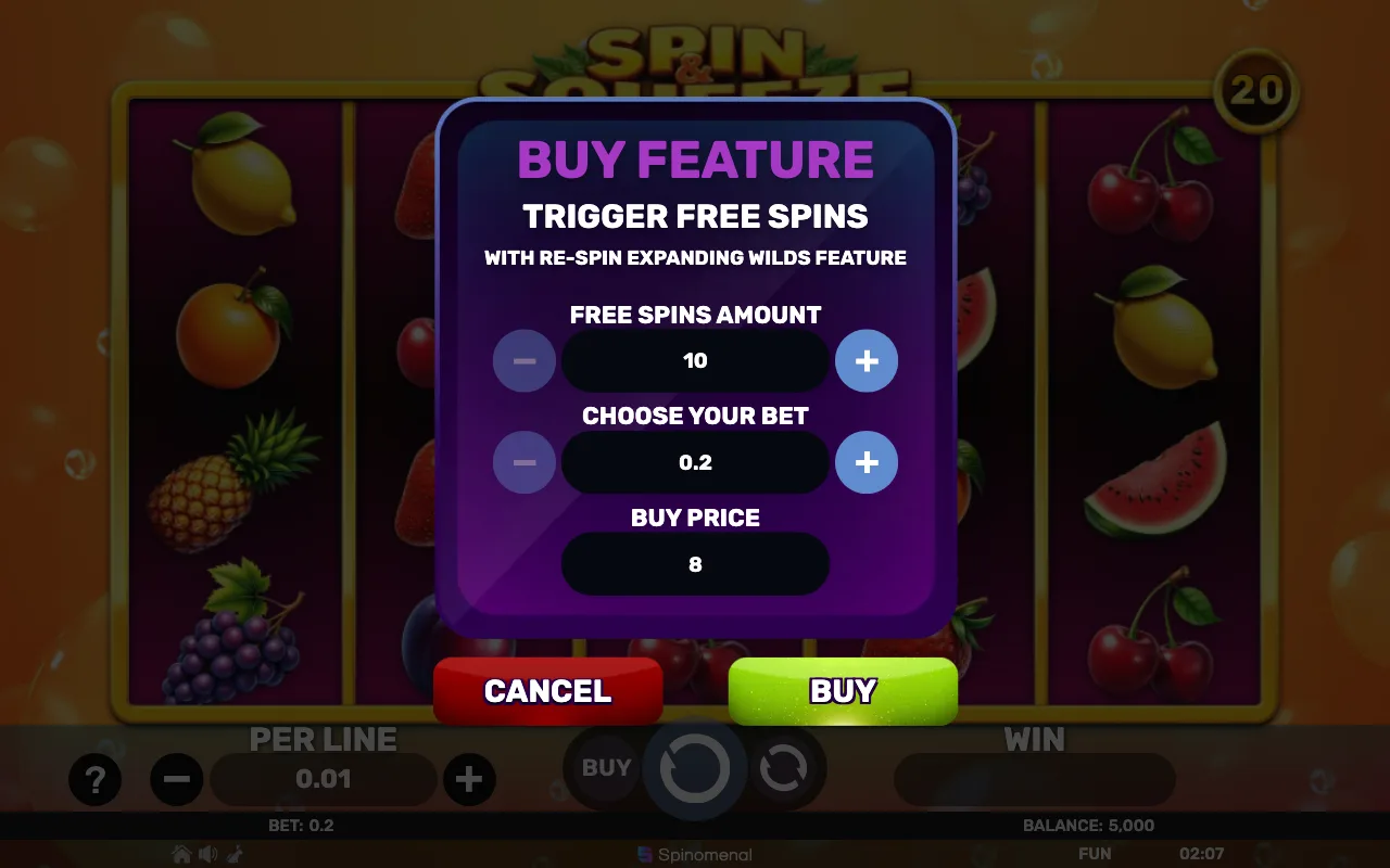 Buying the feature — Spin Squeeze