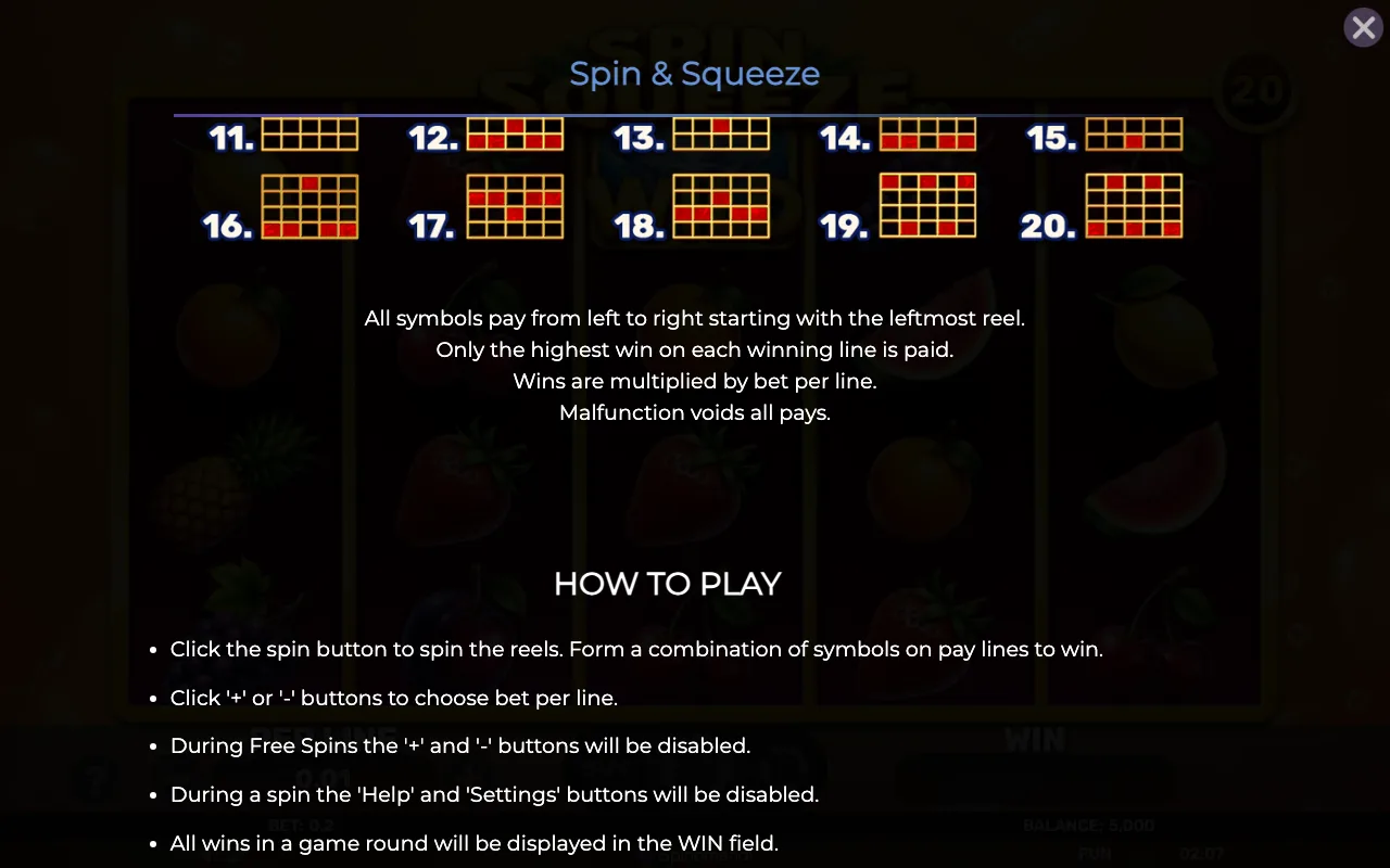 Game rules, page 6 — Spin Squeeze