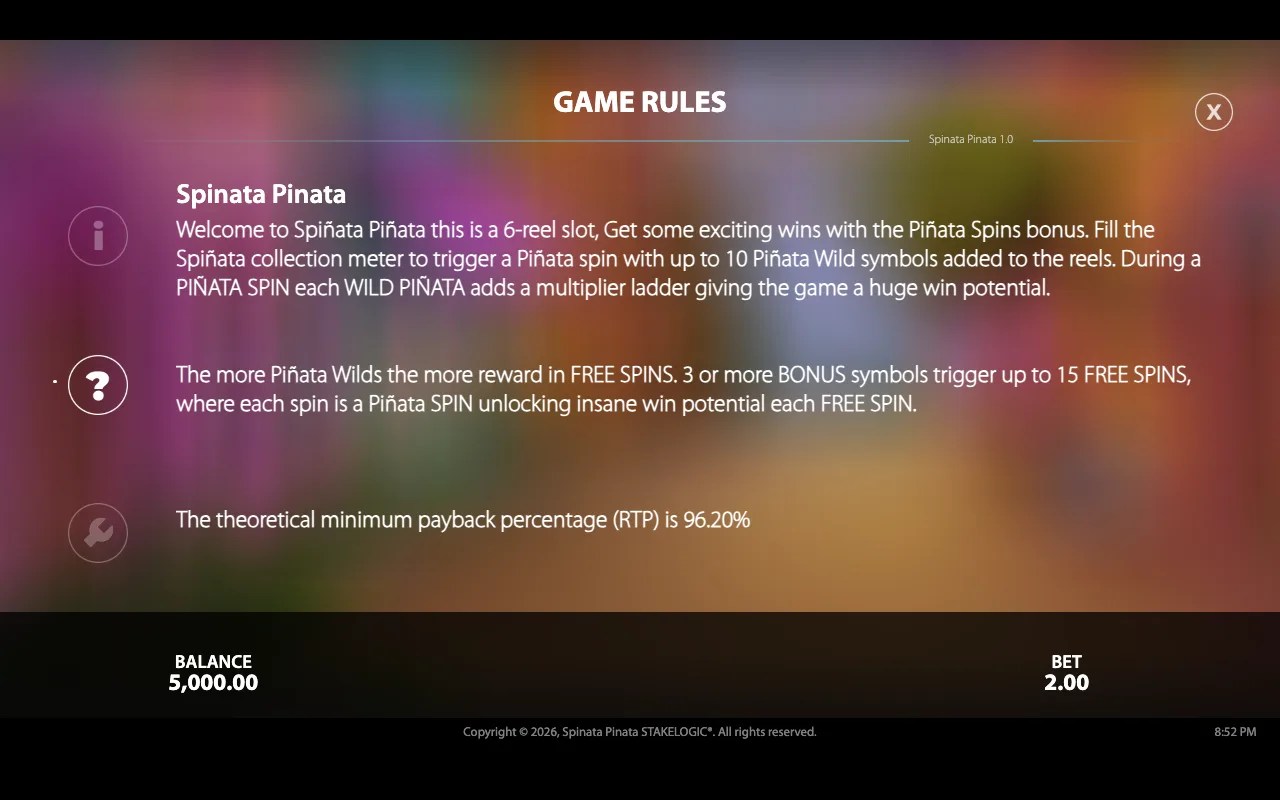 Game rules — Spinata Pinata