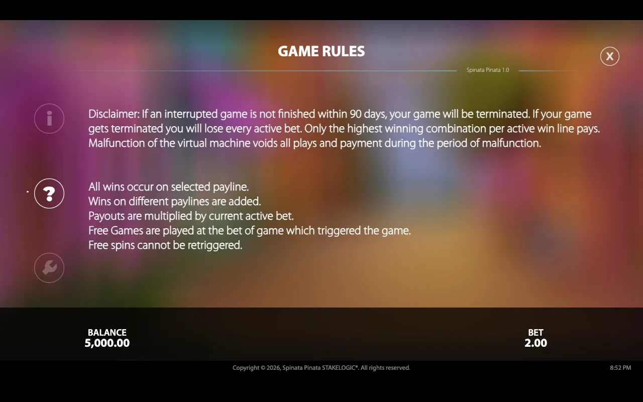 Game rules — Spinata Pinata