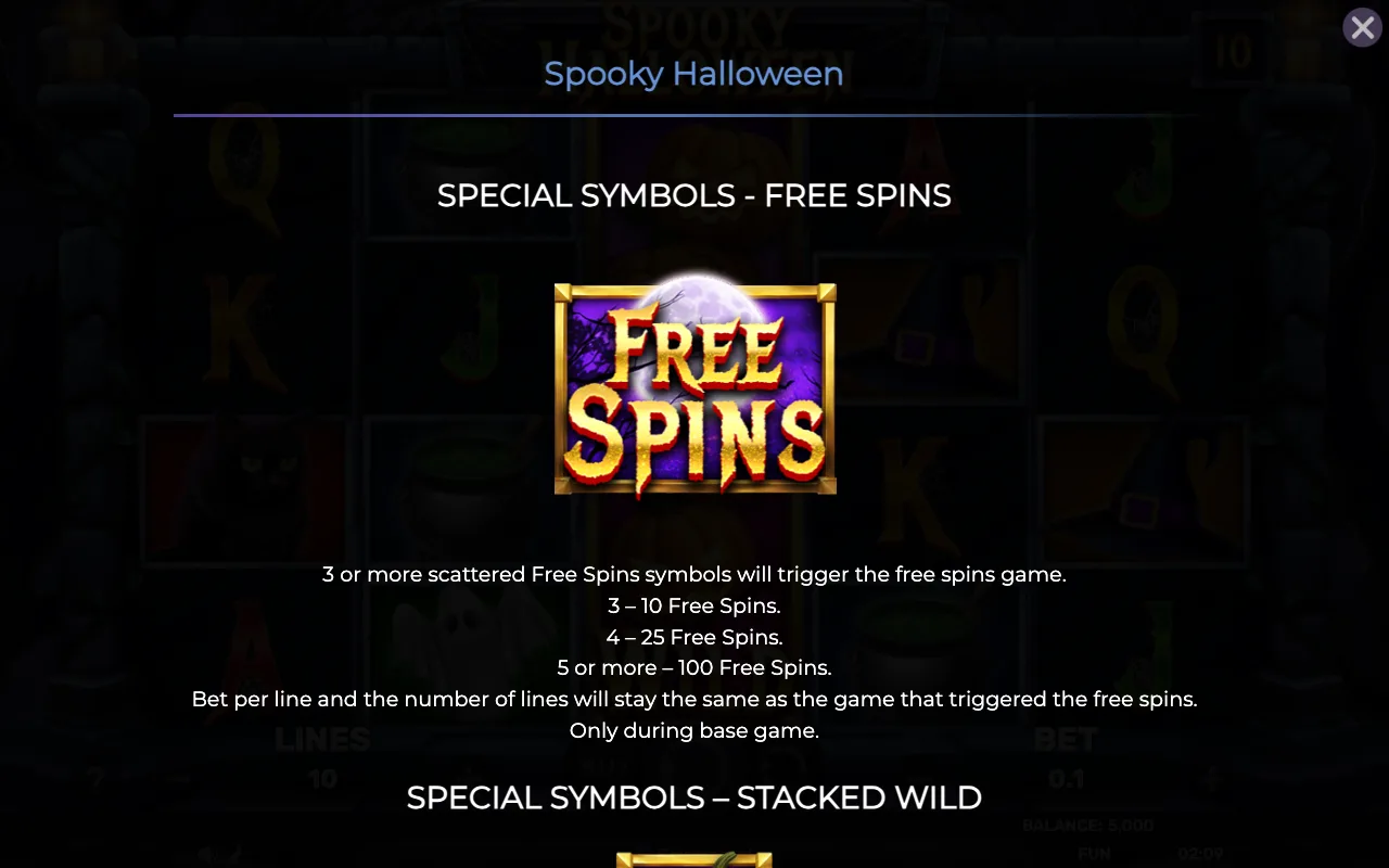 Special symbols - free spins — Spooky Halloween
