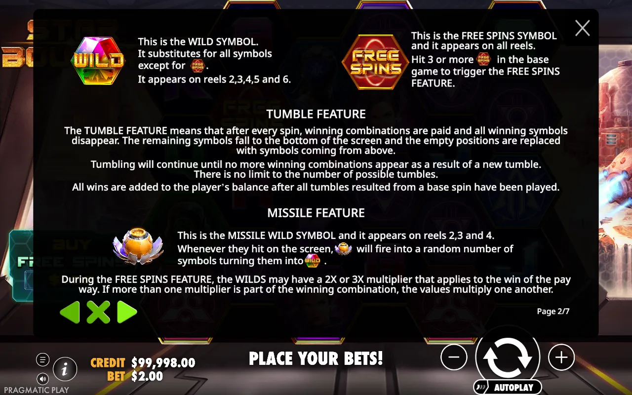 Tumble feature — Star Bounty