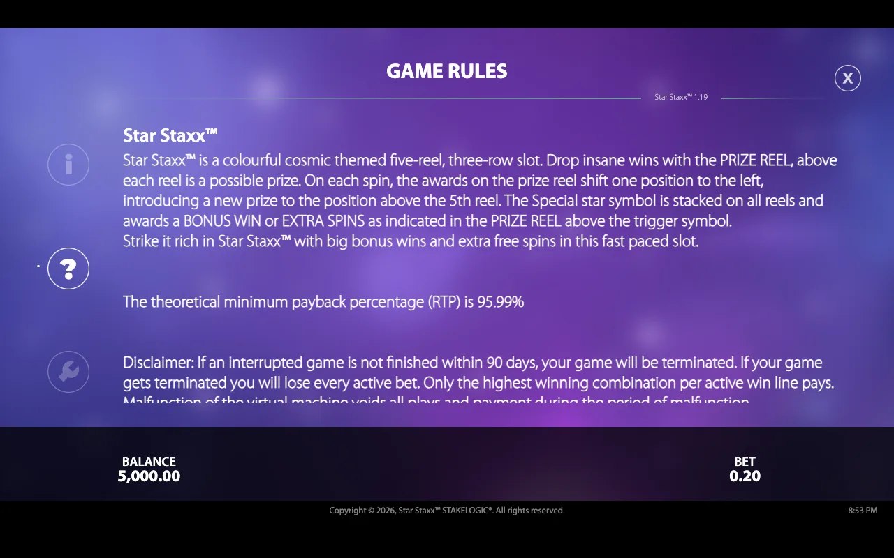Game rules — Star Staxx