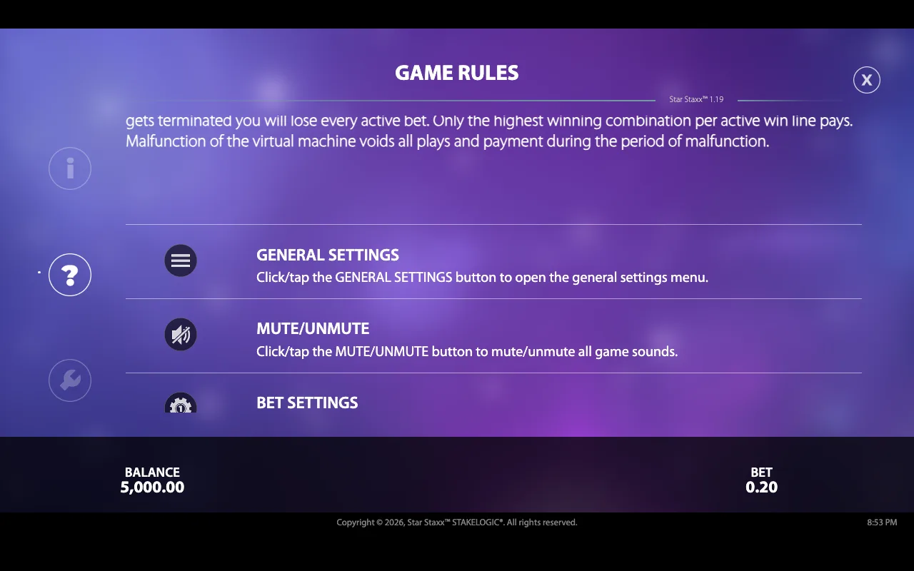 Game rules — Star Staxx