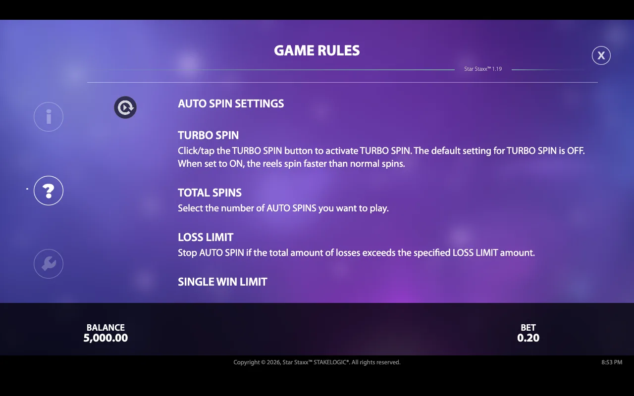 Game rules — Star Staxx