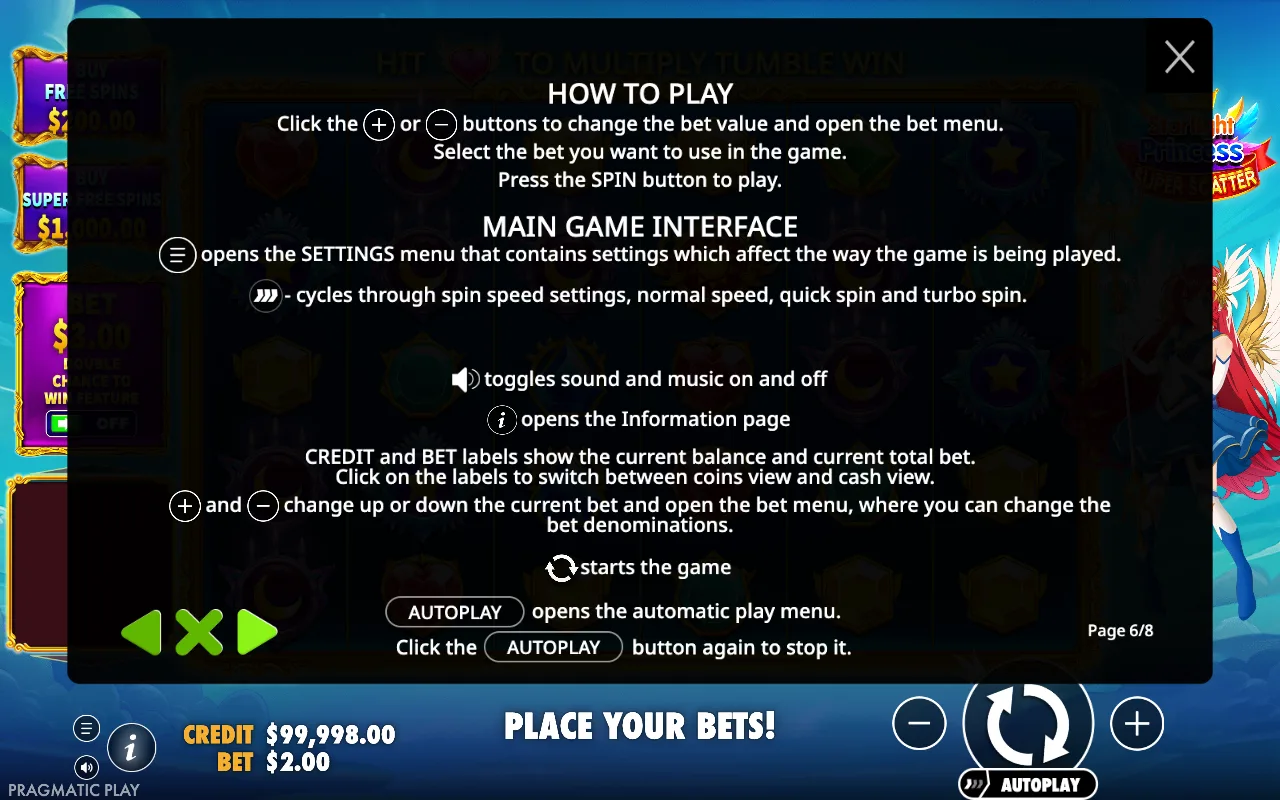 How to play — Starlight Princess Super Scatter