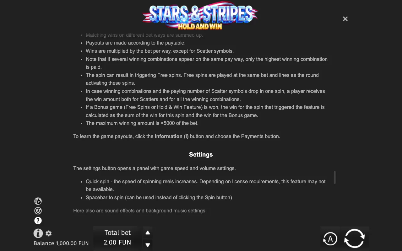 Hold and win — Stars & Stripes Hold and Win