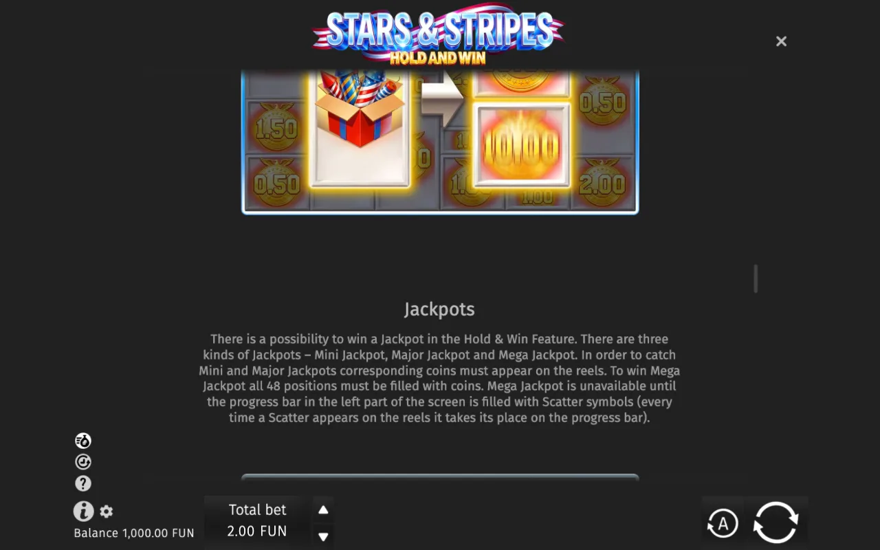 Game rules, page 5 — Stars & Stripes Hold and Win