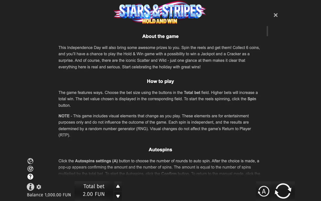 Hold and win — Stars & Stripes Hold and Win