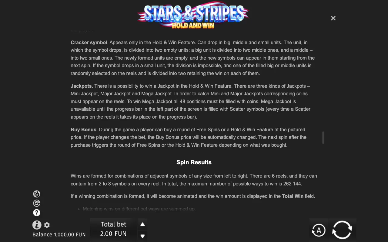 Hold and win — Stars & Stripes Hold and Win